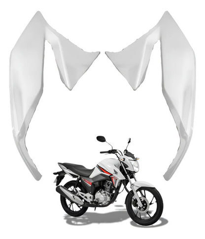 Par de Aletas Abas do Tanque Paramotos Honda Cg 160 Titan 2016 a 2021 Branco Ross