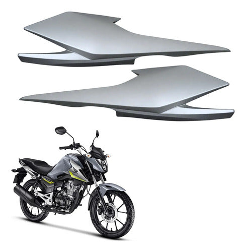 Par de Rabetas Laterais Paramotos Honda Cg 160 Titan 2025 em diante Prata Metálico