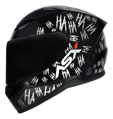 Capacete ASX City Fun Preto Branco Brilhante
