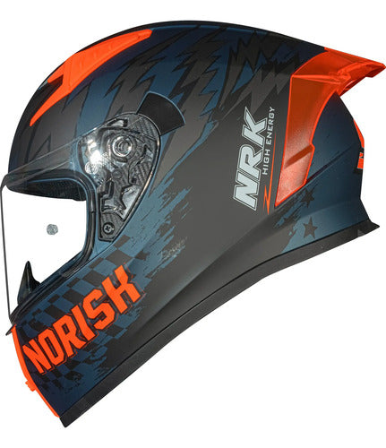 Capacete Norisk Flow Daytona com 2 Viseiras e Spoiler Azul Laranja Fosco