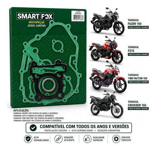 Jogo de Juntas do Motor Smartfox Yamaha Fazer Crosser 150 2014 em diante Factor 150 2016 em diante