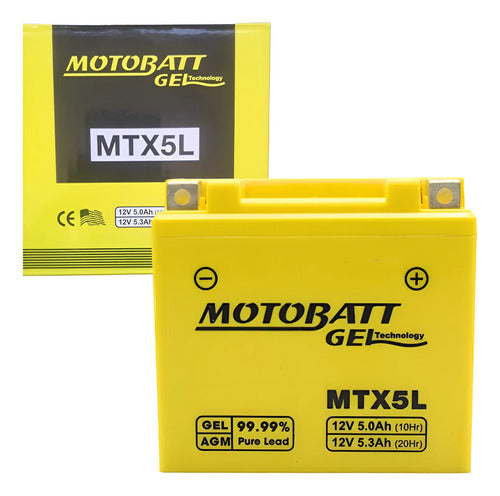 Bateria Motobatt MTX5L AGM 12V 5Ah Yamaha Fazer Factor Crosser 150 Honda Cg 150 160 Titan Fan Start