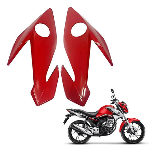 Par de Bananinhas Carenagens Laterais do Farol Paramotos Honda Cg 160 Titan Fan 2022 a 2024 Vermelho