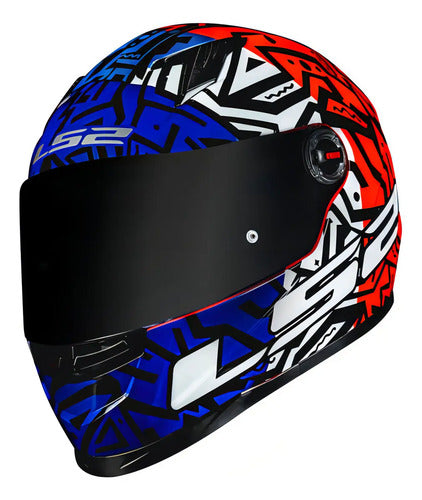 Capacete LS2 FF358 Memphis Laranja Azul Brilhante