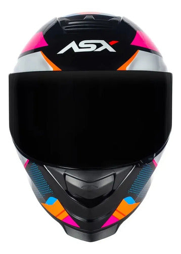 Capacete ASX Eagle Fast Preto Rosa Branco Brilhante Tamanho 54/XS