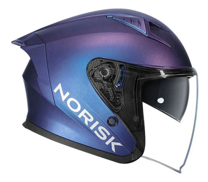 Capacete Aberto Norisk Downtown II Solid com Óculos Solar Interno Azul Fosco Tamanho 60/L