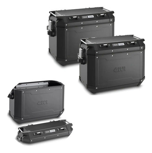 Par de Baús Laterais de Alumínio Givi Trekker Outback 37 Litros Preto
