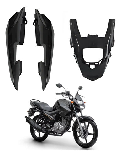 Rabeta Lateral Completa Paramotos Yamaha Factor 150 2016 a 2025 Preto Brilhante