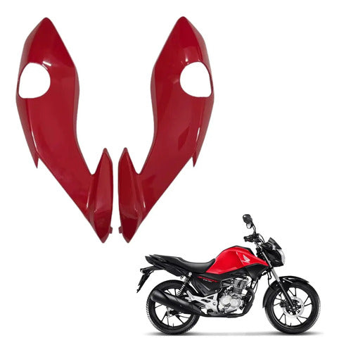 Par de Carenagens Laterais do Farol Paramotos Honda Cg 160 Fan Start 2022 a 2024 Vermelho Maceió