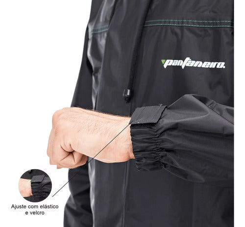 Capa de Chuva Conjunto Pantaneiro Nylon com Gola Preto