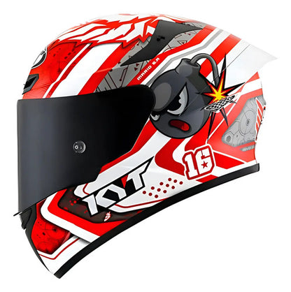 Capacete KYT TT-Course Super Mario Branco Vermelho Brilhante