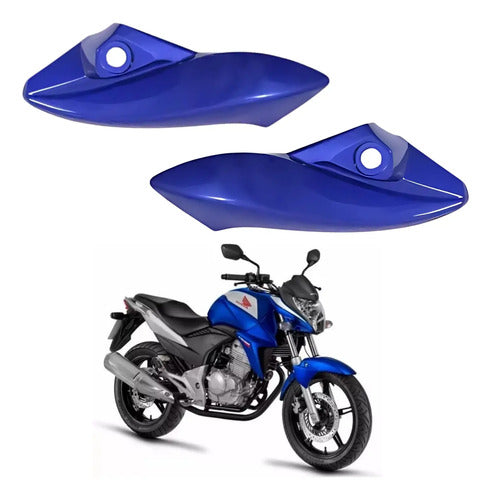 Bananinha Par de Carenagens Laterais do Farol Paramotos Honda Cb 300r 2013 a 2015 Azul Brilhante