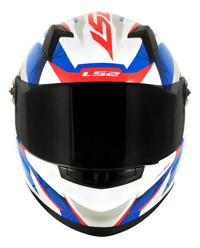 Capacete LS2 FF358 Draze Branco Azul Vermelho Brilhante Tamanho 56/S