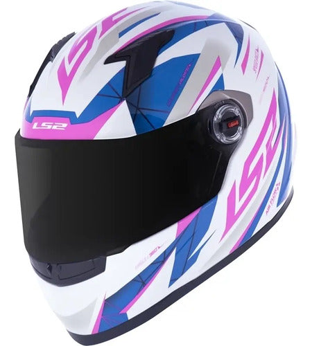Capacete LS2 FF358 Draze Branco Azul Rosa Brilhante Tamanho 58/M