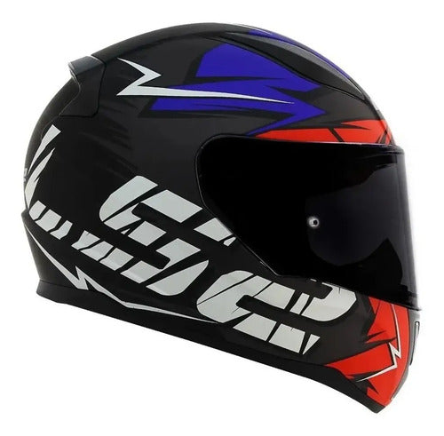 Capacete LS2 FF353 Rapid Cromo Preto Vermelho Azul Fosco Tamanho 62/XL