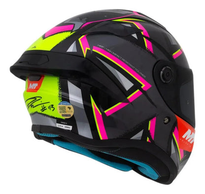 Capacete MT Helmets Targo S Rafael Paschoalin Cinza Rosa Brilhante
