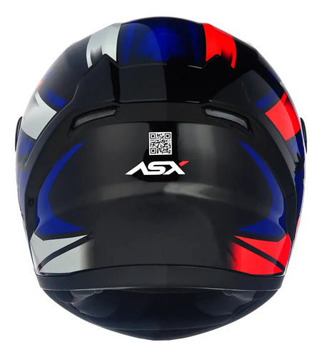 Capacete ASX City Start Preto Vermelho Azul Brilhante