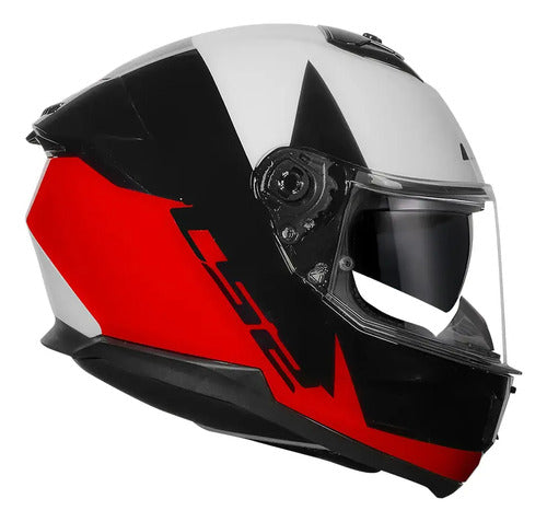 Capacete LS2 FF808 Stream II Thunderbiz com Óculos Solar Interno Preto Vermelho
