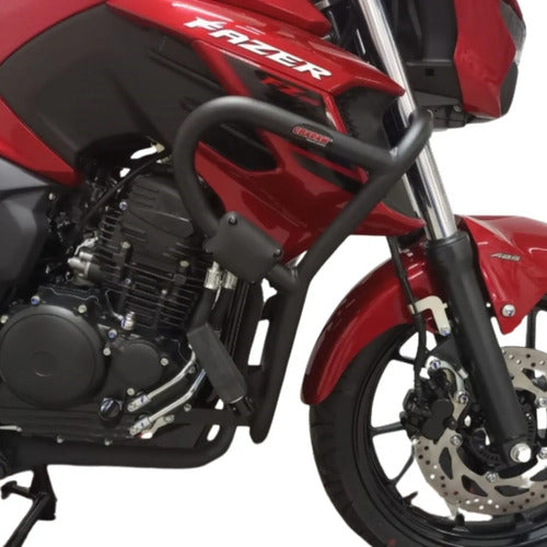 Protetor de Motor com Pedaleira Chapam Yamaha Fazer Fz25 250 2018 a 2025 Preto Fosco
