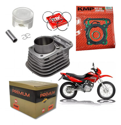 Kit Cilindro Pistão Anéis e Juntas KMP Premium Honda Bros 150 2003 a 2005