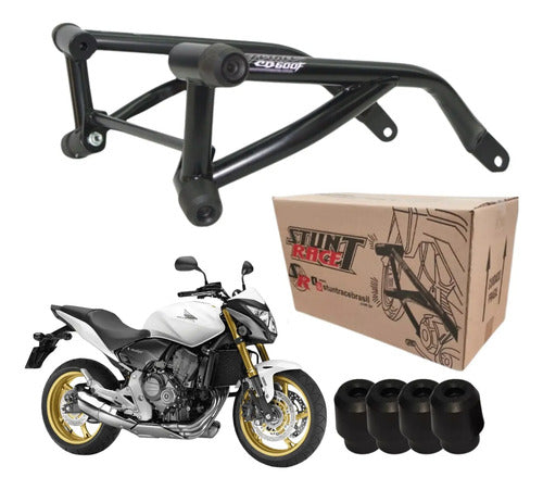 Protetor de Motor Stunt Race Cage Honda Cb 600f Hornet 2008 em diante Preto Fosco