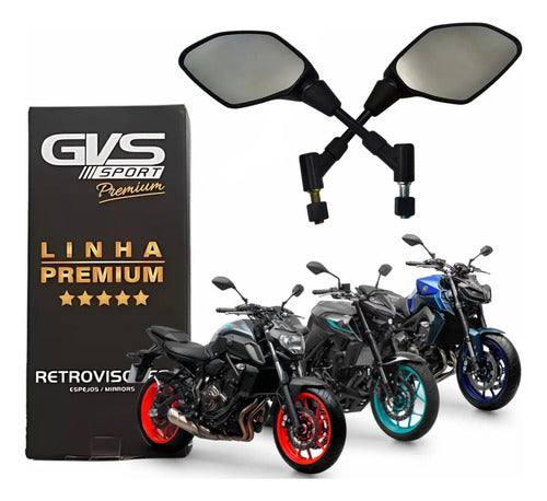 Par de Retrovisores GVS Giro 360 Yamaha Lander Ténéré Fazer 250 Mt-03 Mt-07 Mt-09 Lente Convexa Fumê