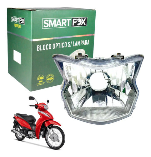 Farol Bloco Óptico sem Lâmpada Smartfox Honda Biz 125 2018 a 2025 Biz 110i 2018 em diante