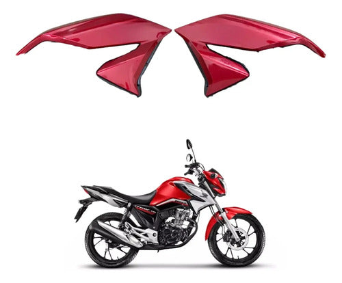 Par de Aletas Abas do Tanque Paramotos Honda Cg 160 Titan 2022 a 2024 Vermelho Perolizado