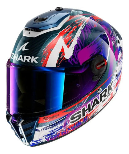 Capacete Shark Spartan RS Carbon Zarco Signature Branco Roxo Brilhante