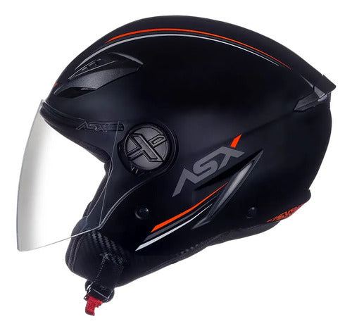 Capacete Aberto ASX City Air Solid Preto Fosco