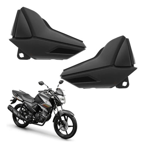 Par de Tampas Laterais Paramotos Yamaha Fazer 150 2016 em diante Preto Fosco