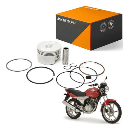 Kit Pistão com Anéis Magnetron Honda Cg 150 Titan Fan 2004 a 2015 Bros 150 2006 a 2014 0,75 mm