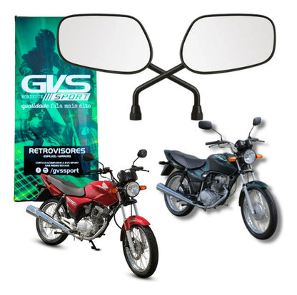 Par de Espelhos Retrovisores GVS Mini Honda Cg 125 150 Titan Fan