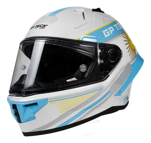 Capacete GP Tech Pilot Grand Prix Argentina Branco Azul Brilhante