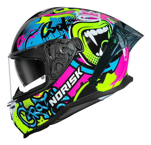 Capacete Norisk Strada II Wow com Óculos Solar Interno Preto Amarelo