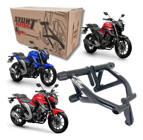Protetor de Motor Stunt Race Cage Yamaha Fazer Fz25 250 2018 em diante Preto Brilhante
