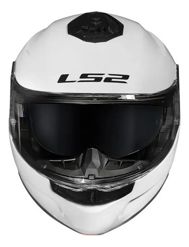Capacete Escamoteável LS2 FF908 Strobe II Solid com Óculos Solar Branco Brilhante Tamanho 58/M