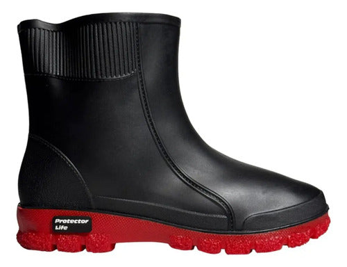Bota de Chuva Protector Life Cano Médio Preto Vermelho