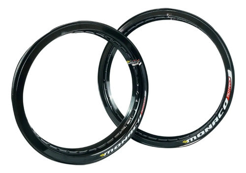 Par de Aros de Roda Motard Monaco Honda Xre 190 Xre Sahara 300 2.15x21 e 2.50x18 Preto Brilhante