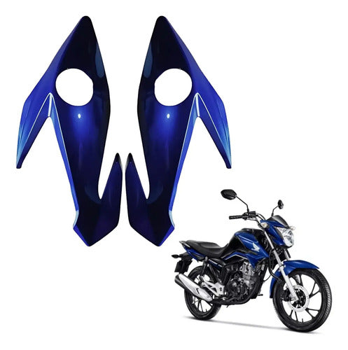 Bananinha Par de Carenagens Laterais do Farol Paramotos Honda Cg 160 Titan 2022 a 2024 Azul