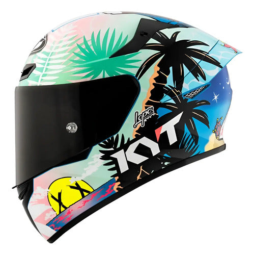 Capacete KYT TT-Course Riccardo Rossi Barcelona Preto Verde Branco