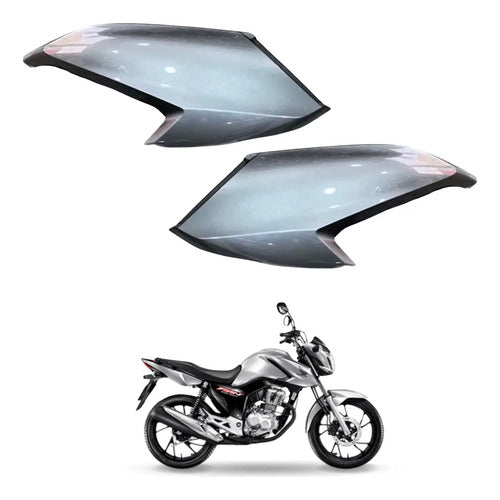 Par de Aletas Abas do Tanque Paramotos Honda Cg 160 Fan Start 2022 a 2024 Prata Ibiúna
