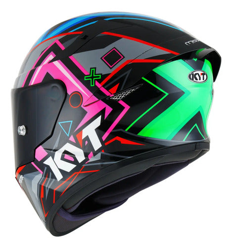 Capacete KYT TT-Course Ratthapark Play Preto Azul Vermelho Brilhante
