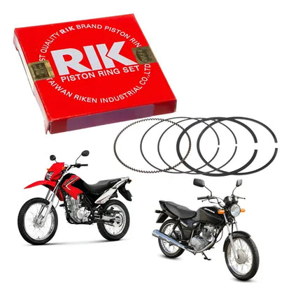 Jogo de Anéis do Pistão RIK Honda Cg 125 Titan Fan 2000 a 2008 Bros 125 2003 a 2005 0,25 mm