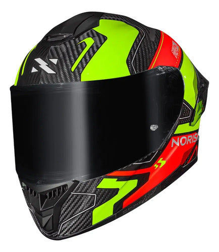 Capacete Norisk Carbon R Rider com 2 Viseiras e Spoiler Laranja Amarelo