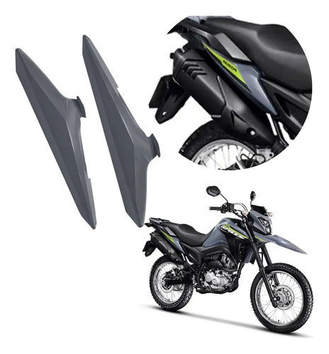 Par de Tampas Laterais Traseiras Paramotos Honda Bros 160 2025 em diante Cinza