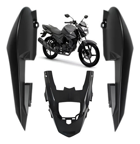 Rabeta Lateral Completa Paramotos Yamaha Fazer 150 2022 a 2025 Preto Fosco