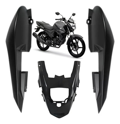 Rabeta Lateral Completa Paramotos Yamaha Fazer 150 2022 a 2025 Preto Fosco