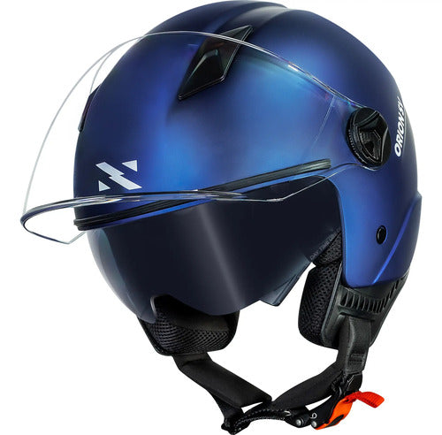 Capacete Aberto Norisk Orion SV Solid com Óculos Solar Interno Azul Fosco