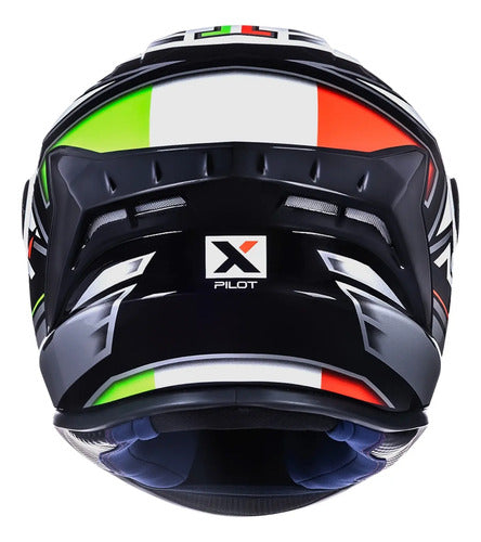 Capacete ASX Draken Pilot Preto Vermelho Verde Brilhante